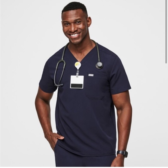 Figs Leon Three Pocket Scrub Top Navy Blue Mens M - Picture 1 of 3
